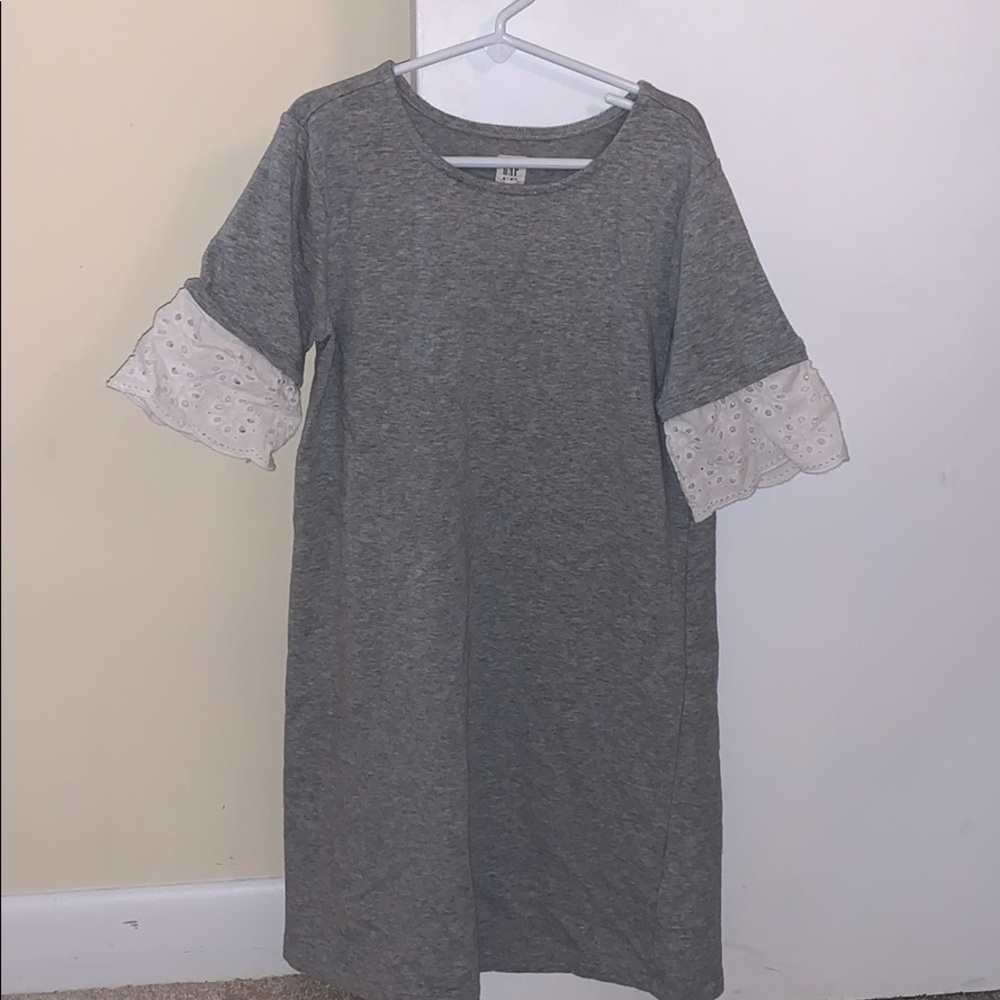 Gap kids gray flower sleeve dress